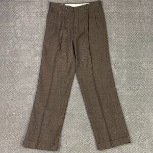 Vintage Brooks Brothers Pants Slacks Mens 33 x 31 Brown Houndstooth Worsted Wool